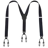 Lafayon Herren Hosenträger Hosenträger Für Männer 6 Schnallen Y Zurück Striped Heavy Duty Männer Hosenträger Durable Elastische Verstellbare Hosenträger Starke Metall Clips (Schwarz)