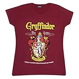 Harry Potter Gryffindor Crest Tailliertes Damen-T-Shirt Burgund S | S-XXL, Zauberwelt Hogwarts Rundhalsausschnitt Graphic Tee, Geburtstagsgeschenkidee für Männer, für Haus oder Gy