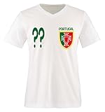 Comedy Shirts - Portugal - VORNE - Wunsch - Herren V-Neck T-Shirt - Weiss/Grün-Rot-Gelb Gr. XXL