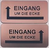 Hinweisschild Eingang um die Ecke Pfeil Links Rechts Selbstklebend 4 Größen Kupfer (120x60mm Eingang Rechts)