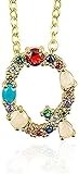Halskette Goldfarbe AZ 26 AnfangsbuchstabeHalskette Multicolor Zirkon Strass Pflastern Alphabet Anhänger Personalisierter Name Schmuck Geschenk