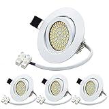 HiBay® Ultra Flach LED Einbaustrahler - Tolles Design - Warmweiss - 3,5W Deckenstrahler 230V Weiß Schwenkbar - Einbauspots - 4 Stück Einb