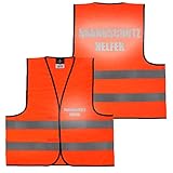 Warnweste Gelb Orange, beidseitig bedruckt auf Brust und Rücken Reflex mit Ordner, Security große Auswahl Motive Aufdrucke 019 Brandschutzhelfer (Orange) XXL