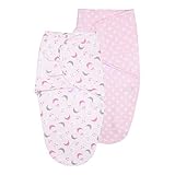 Vicloon Pucksack Baby, 2er Pack Wickel-Decke aus 100% Bio-Baumwolle, Sicherheit, Universal Verstellbare, Puckschlafsack für Säuglinge Babys Neugeborene 0-3 Monate - Rosa …