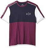 Armani Exchange A|X Herren Ax Logo Color Block Heavy-Weight T-Shirt Hemd, Weinrot/Marineblau/Weiß,
