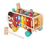 Rubeyul Hämmern Spiel, Xylophon Musikspielzeug für Kleinkinder, Hölzerne Farb und Formsortierer Puzzle, 5 in 1 Musikspielzeug Nachziehspielzeug für Kinder 1 2 3 J