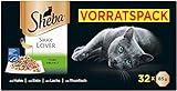 Sheba Sauce Lover Katzennahrung in der Schale – Feine Häppchen Variation mit Sauce für ausgewachsene Katzen – 32 x 85g