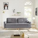 3-Sitzer Sofa, Couch für Wohnzimmer， gemütlich morderne Couch mit dezenten Designelementen, Federkern und Loser Rücken (Grau)