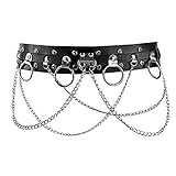 Damen Ledergeschirr Body Cage Verstellbarer Taillengürtel mit Metallketten verziert Paty Kostüm Street Dance Street Punk Snap Rollenspiel Gr. Einheitsgröße, Schw