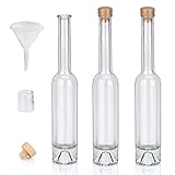 Flaschen Set 3 x 100ml hochwertige kleine Glasflaschen leer mit Korken Schrumpfkapseln & 1 Trichter zum selbst Befüllen mit Whisky Gin Likör Whiskyflaschen Ginflaschen Likörflaschen Schnap