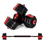 Jolitac 2in1 Hantelset, Kurzhanteln & Langhantel in einem, in 20kg / 30kg 50mm Hantelstangen mit Sternverschlüssen mit Anschlussgriff, für Fitness Krafttraining Hantel Zuhause (20kg (2 x 10kg))