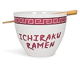 JUST FUNKY Naruto Ichiraku Ramen Japanische Keramik Geschirr-Set | 473 ml Ramen Schale und Essstäbchen S