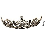 Minkissy Barock-Krone, Retro, Gothic, Strass-Prinzessin, Schwarz, Kristall, für Cosplay / Party / Hallow