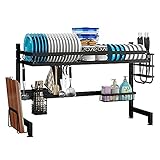 Geschirrständer Abtropfgestell Geschirr groß Schwarz & Geschirrabtropfgestell / Geschirrkorb für Spüle, geschirrtrockner Edelstahl& Geschirrabtropfer für KüChenarbeitsplatte;dish drying rack over sink