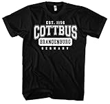 College City Cottbus Herren T-Shirt | Stadt - Cottbus Skyline - Fussball - Cottbus Shirt - Ultras | Schwarz (S)