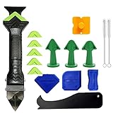 Abdichtungswerkzeug-Set, 5-in-1 Edelstahlkopf-Dichtmittel, Finishing-Werkzeug, Fugen-Entferner, Schaber, Silikon-Entferner, Silikon-Düsenapplikator für Küche, Badezimmer, Waschbecken, Fuge (17 Stück)