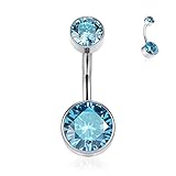 hengkaixuan G23 Titan Nabel Ring Innengewinde Bauchnabel Ring Bauch Piercing 14G Nabel Ring 10mm Bauch Knopfleiste Gebogene Form mit blauem CZ Nabelschmuck Piercing