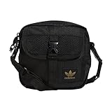 adidas Originals Unisex-Erwachsene Large Festival Crossbody Bag Umhängetasche, schwarz/Gold reflektierend, Einheitsgröß