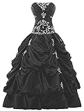 Zorayi Damen Trägerlos Lang Stickerei TAFT Prom Ballkleid Formellen Abendkleider Schwarz Größe 46