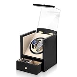 Uhrenbox Automatischer Uhrenbeweger 2 Rotationsbeweger Premium Silent Motor Holzbox 2 Stromversorgungsmodus 4 Modi-17,5 × 18 × 21