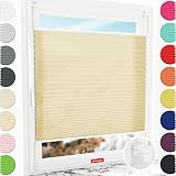 Schuette® Plissee nach Maß ohne Bohren ● Premium Kollektion: Sahara's Sand ● 20-39 x 100-119cm (Breite x Höhe) ● Suprafix Faltrollo Klemmfix 2.0 Rollo ● 60 Sekunden Montag