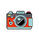 HEYLULU Cartoon Nette Bunte Kamera Form Legierung Brosche Leichte Kleidung Pin Abzeichen Emaille Revers Kleider Hut Schal Dekor Zubehö