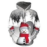 ZYHOOD Ugly Weihnachtspullover Herren Lustige Xmas Pullover Weihnachten 3D Hoodie Damen Weihnachtspulli Sweatshirt Weihnachts Kapuzenpullover Rentier Pullis mit Kapuze Hässliche Christmas Sw