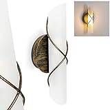 Wandlampe Palma, aus Metall/Glas in Gold/Braun/Weiß, moderne Wandleuchte mit Up & Down-Effekt, 1 x E14 max. 40 Watt, Innenwandleuchte mit Lichteffekt u. An-/ Ausschalter, geeignet für LED L