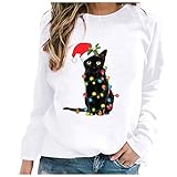 Pullover & Strickjacken für Damen Teenager Mädchen Weihnachten Sweatshirt Frauen Lässige Sport Oberteile Weihnachtspullover Leicht Gemütliche Weihnachtspullis Frauen Rollkragenpullover Strickp