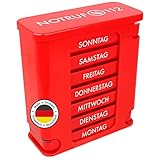 Kerpers® Pillendose 7 Tage mit je 4 Fächer - Hergestellt in Deutschland - Tablettenbox, Pillenturm, Pillen, Wochendispenser, Medikamentenbox zur Aufbewahrung von Tab