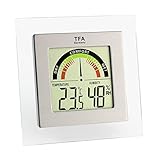 TFA Dostmann Digitales Thermo-Hygrometer, farbige Komfortzonen, gesundes Raumklima, Innentemperatur, Luftfeuchtigk