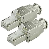 AIXONTEC 2x CAT 6A feldkonfektionierbar RJ45 LAN Stecker werkzeuglos für CAT 7 Verlegekabel Crimp-Steckerverbinder für CAT.5 / CAT.6 / CAT.6A / CAT.7 / CAT.7A Installtionskabel Monatg