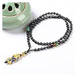 Unisex Gold Farbe Pixiu Perlen Anhänger Stein Perlen Halskette Fengshui Reichtum Glück Glück Seil Kette Halskette for Männer Frauen Halskette (Metal Color : 6-Bead Chain)