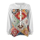 Retro Print Langarm Damenbluse Langarm Tshirt Damen Boho FrüHling Langarm Oberteile LäSsige Langarmshirt Color Block Bluse Shirt LäSsig Locker FüR Valentinstag Sweatshirt Damen 2022