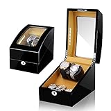 YZSHOUSE LED-Licht Automatisch Uhrenbeweger Speicher Box 2 + 3 Watch Winder 5 Rotationsmodi Hölzern Piano Verni (Color : Black)