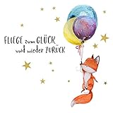 Little Deco Wandsticker Fuchs mit Ballons und Spruch Fliege zum Glück I S - 56 x 32 cm (BxH) I Kinderzimmer Aufkleber Wandaufkleber Babyzimmer Jungen Wandtattoo DL278