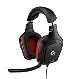 Logitech G332 kabelgebundenes Gaming-Headset, 50mm Treiber, Rotierende Kunstleder-Ohrmuscheln, 3.5mm Klinke, 6mm Mikrofon mit Flip-Stummschalter, PC/Mac/Xbox One/PS4/Nintendo Switch - Schwarz/R