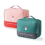 Leere Erste-Hilfe-Taschen, für Zuhause, Notfall, medizinisches Set, tragbare Medizin-Reisetasche mit 5 Taschen, große medizinische Tasche, Organizer für Auto, Büro, Outdoor (rosa, grün)