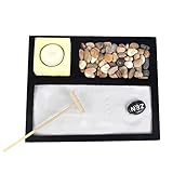 Viitech Zen Garden Kit, Mini Rock Garden Meditation Geschenkset, Holz Garten Desktop Sandkasten Sandtablett für Tisch Zuhause Wohnzimmer Dekoration Geschenke Kinder Erwachsene Spielzeug