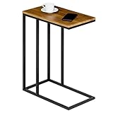 IDIMEX Beistelltisch Debora, praktischer Wohnzimmertisch in C-Form, schöner Couchtisch Tischplatte rechteckig in Wildeiche dunkel, eleganter Sofatisch mit Metallgestell in schw