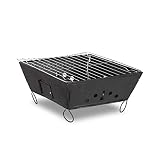 Relaxdays Outdoor Klappgrill, mobiler Campinggrill, Stahl Tischgrill HBT: 12 x 25 x 25 cm, schw
