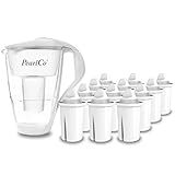 GLAS-Wasserfilter PearlCo (weiß) mit 12 classic Filterkartuschen - passt zu Brita C