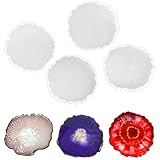 PTCOME 4 Stück Silikonformen Epoxidharz Set Silikonform Untersetzer Resin Silikonform Resin Mold Gießformen DIY Set Kunstharz Gießen Resin Art Achat U