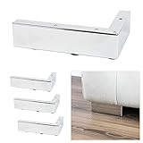 P17 | Modell ERONE | Set mit 4 Füßen + 16 Schrauben | Chrom poliert | Höhe 5 cm | Beine für Sofas, Möbel, Schränke, Sessel | Füße aus Metall für modernes und elegantes Design |