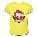 Spreadshirt Paw Patrol Marshall Feuerwehrhund Feuerwehr Emblem Mädchen T-Shirt mit Raffungen, 2XL, Gelb
