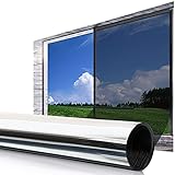 Spiegelfolie Selbstklebend Fensterfolie Reflektierende Sonnenschutzfolie Sichtschutzfolie UV-Schutz Wärmeisolierung Fenster für Büro und Haus Silber (40 x 200 cm)