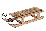 Deko Holz Schlitten geflammt mit Metallkufen - 40 cm - Winter Weihnachten Advent Fenster Tisch Dek