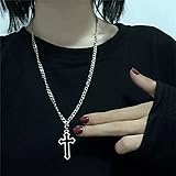 jiuyin Jewelry Vintage Dark Gothic Hohlkreuz Anhänger Kette Halskette Für Kpop Cool Harajuku Street Egirl Männer Frauen Punk Halloween Schmuck N01