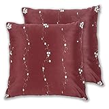 NANITHG 2er Set Dekorativ Kissenbezüge 45 x 45 cm,Gänseblümchen Valance Burgund Holiday Print,Weicher Kissen Fall Dekokissen Kissenhülle für Sofa Auto Schlafzimmer Zuhause Dek