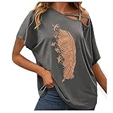 Damen T-Shirt Sommer Kurzarm Rundhals Oberteile Basic Kurzarm Loose Fit Laufshirt Sportshirt Frauen Bequem Einfarbig Einfachheit Tee Tops Casual Rundhals Shirt Hemd Bluse Teenager M